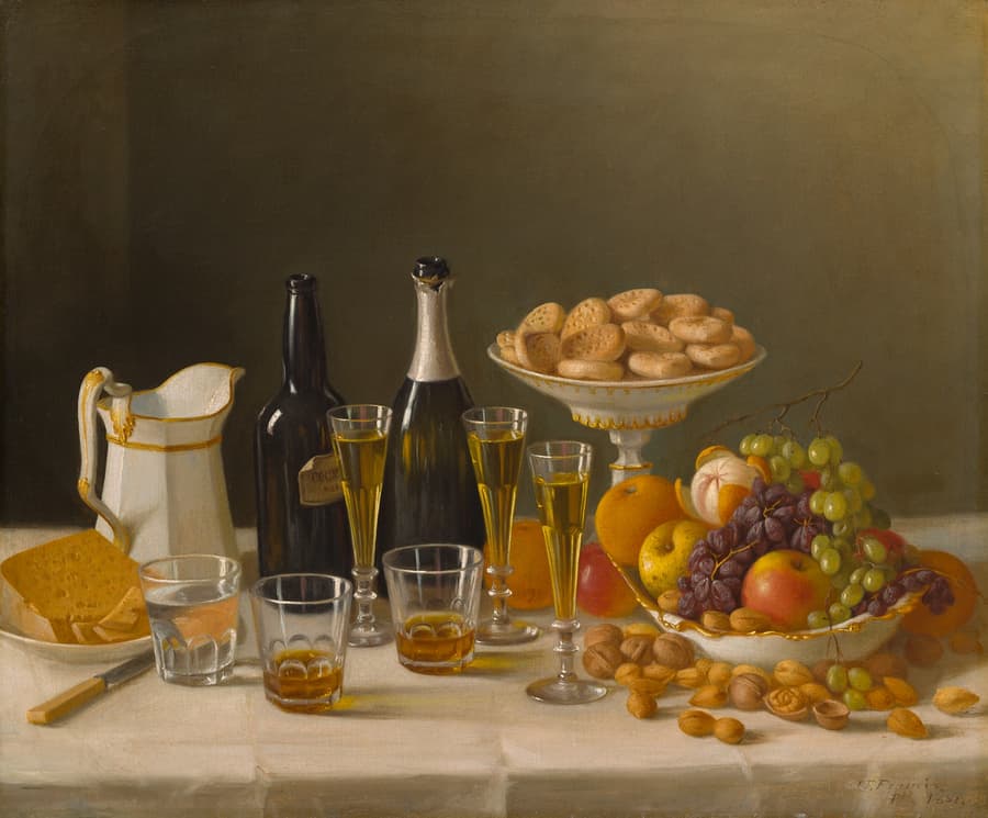 Wine, Cheese, and Fruit, John F. Francis, 1857