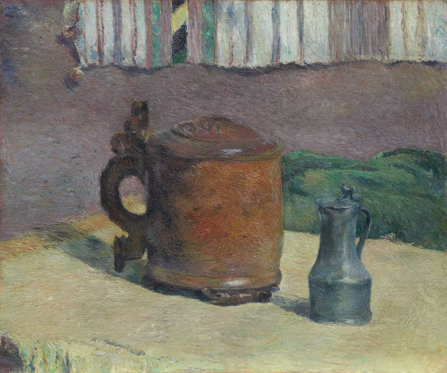 Still Life: Wood Tankard and Metal Pitcher, Paul Gauguin, 1880