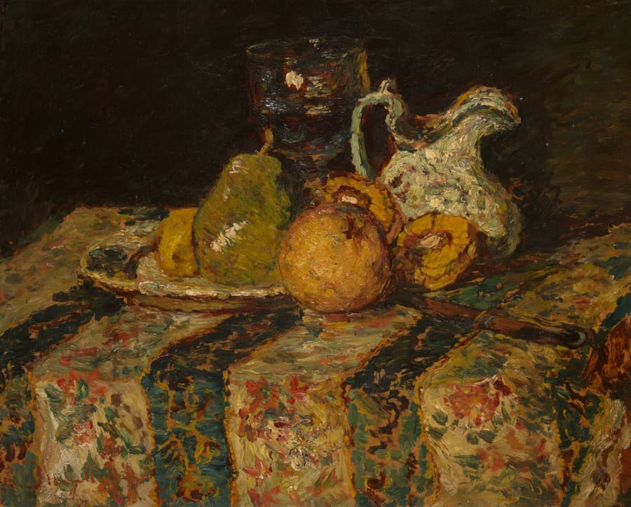 Still Life with Fruit and Wine Jug, Adolphe Monticelli, 1874